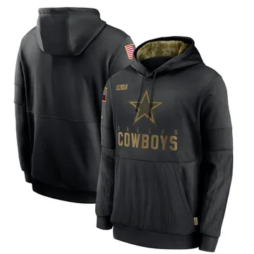 Men's Dallas Cowboys Black 2020 Salute to Service Sideline Performance Pullover Hoodie By Nike