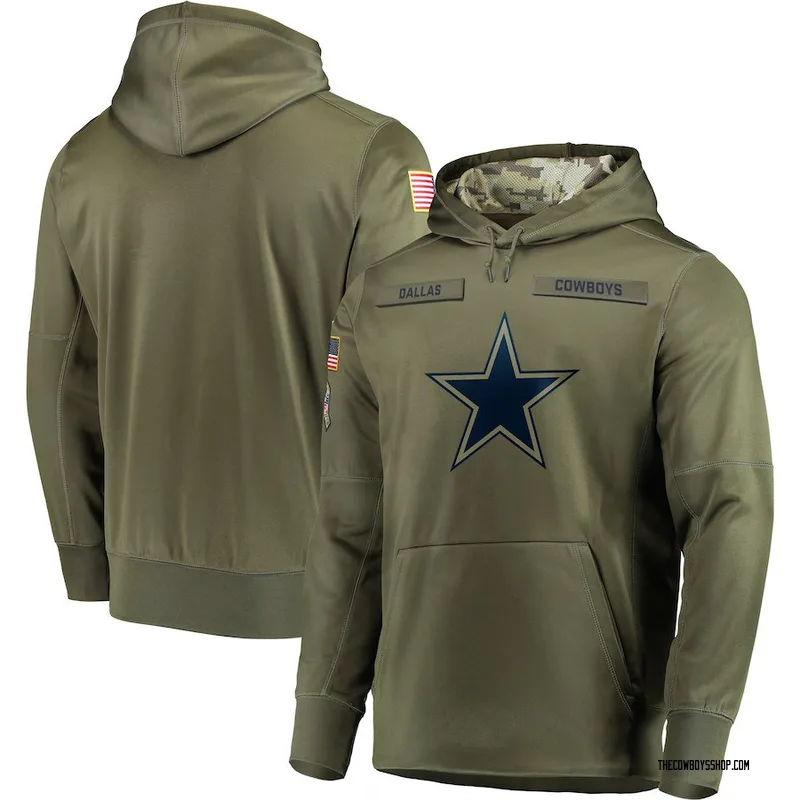 Men's Dallas Cowboys Olive 2018 Salute to Service Sideline Therma Performance Pullover Hoodie By 