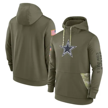 Men's Dallas Cowboys Olive 2022 Salute to Service Therma Performance Pullover Hoodie By Nike