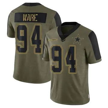 Youth Dallas Cowboys DeMarcus Ware Olive Limited 2021 Salute To Service Jersey By Nike